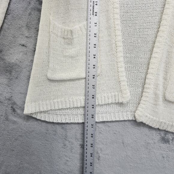 Cable & Gauge Cardigan Womens M Cream Hooded Open Front Long Sleeve Knit Pockets - Picture 8 of 9